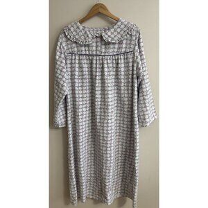Vintage 80s Pink Roses‎ Flannel Long Sleeve Cottagecore Prairie Nightgown XL